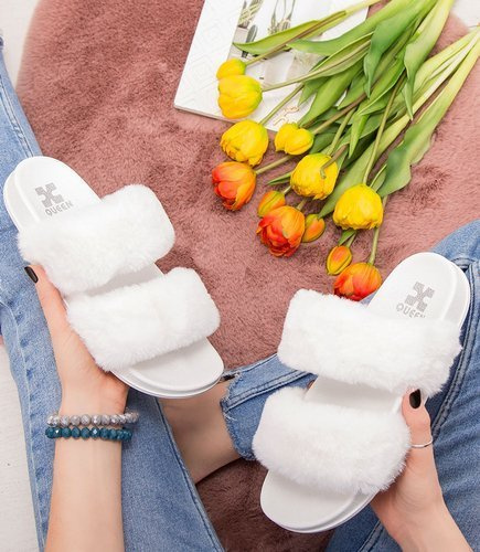 Klapki damskie Queen Vivi 98-35 Białe