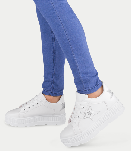 Buty sportowe damskie N/M BM1907 Biało-Srebrne