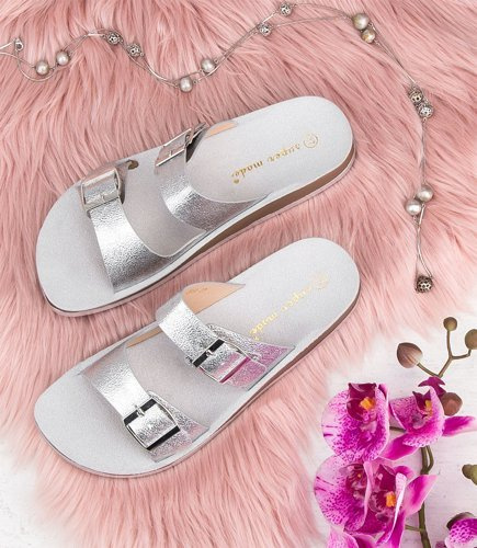 Klapki damskie Super Mode 2910 Srebrne