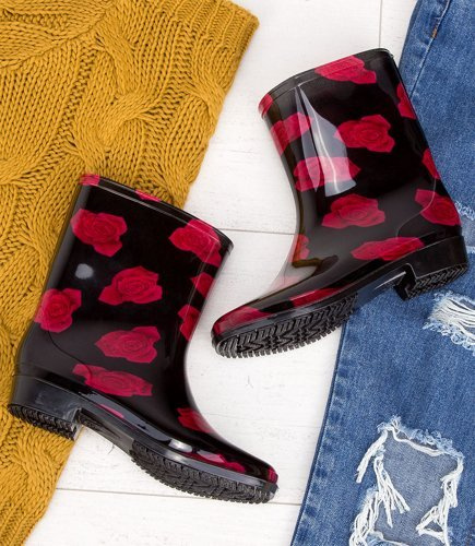 Kalosze damskie Lano ANX-01 Red 1 Flower