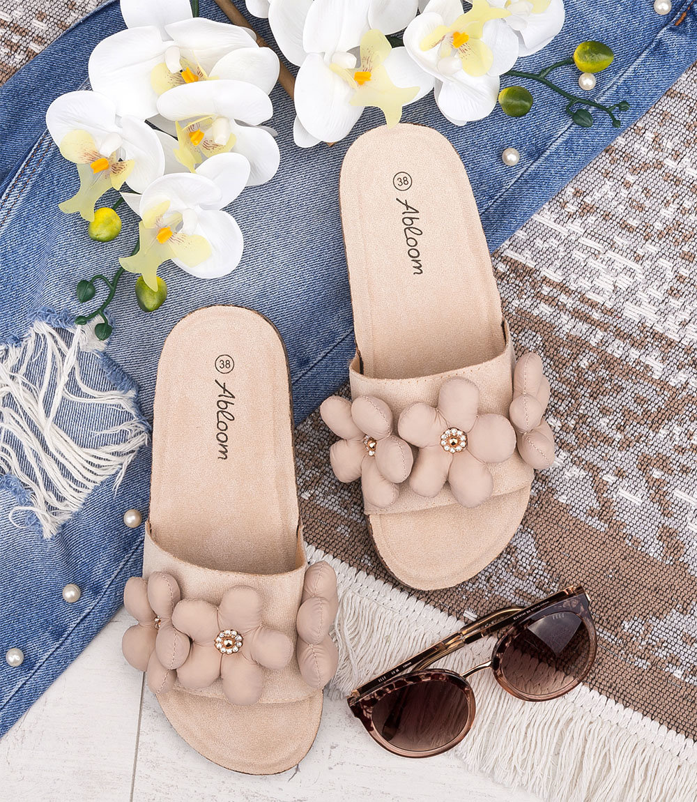 Klapki damskie Abloom WL583 Beżowe